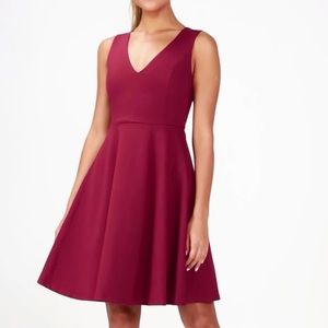 Burgundy Lulus Fit and Flare Dress